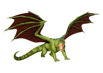 Fototapeta premium 3D Rendering Fairy Tale Dragon on White