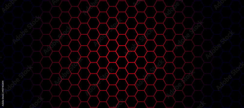 Poster abstract metal grid background. red luxury geometric pattern with grid hexagonal texture. dark vecto