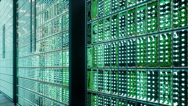 Data server center lights led omni Business network technology concept Connection web Digital computer code Server room 4k