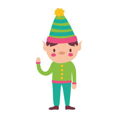 cute elf christmas character in white background