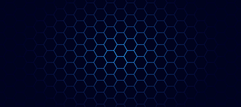 Abstract Metal Grid Background. Blue Luxury Geometric Pattern With Grid Hexagonal Texture. Dark Vector Background. Eps 10 Vector