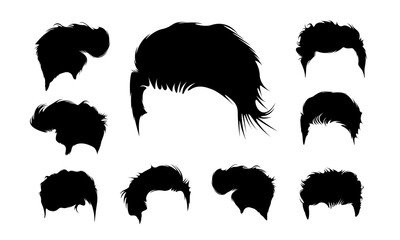 Set of Man Hair Silhouette Vector Design Collection 