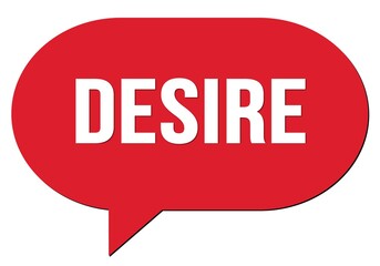 DESIRE text written in a red speech bubble