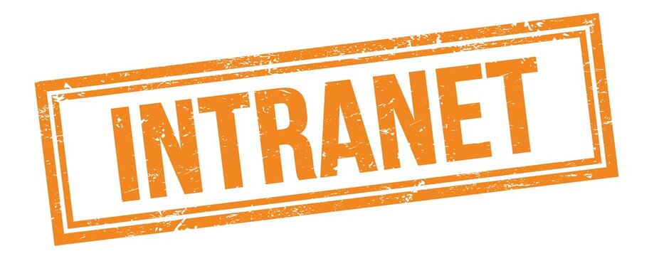 INTRANET text on orange grungy vintage stamp.