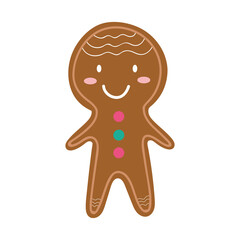 cute ginger man cookie christmas isolated icon