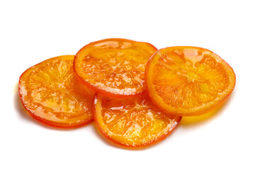 A lot of dried sliced orange isolated