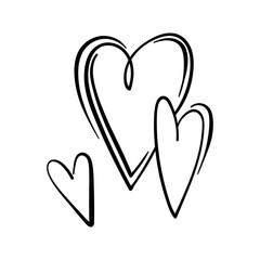 Valentines Day theme doodle Vector icon of heart shape isolated on a white. Hand drawn line illustration
