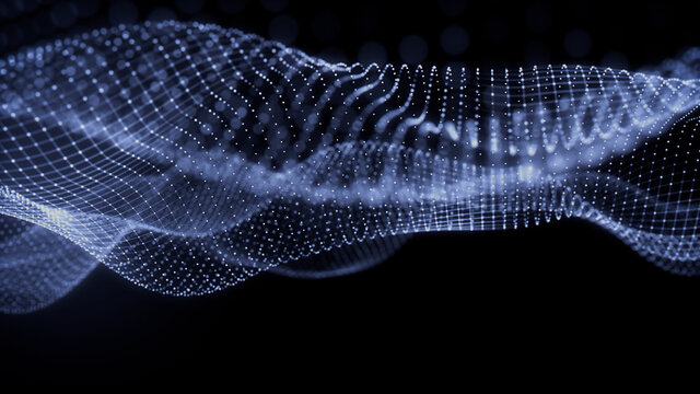 Big Data Vizualisation concept. Information represented as a High Tech Futuristic Particle Network. Abstract background. 3D render