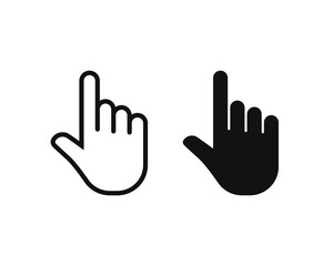Obraz premium Click hand vector icon. Pointing finger sign. Cursor pointer symbol. Web and application interface image. Press or tap clip-art logo.