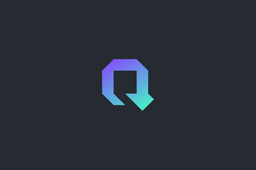 Minimal Modern Technology Abstract Letter Q Dark Background Logo Template