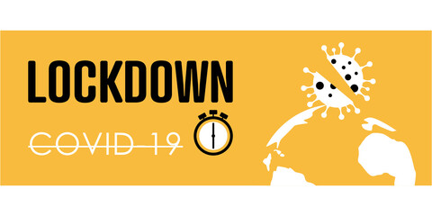 Lockdown background. Coronavirus lockdown. Flat vector logo.