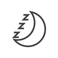 Tiempo de dormir. Logotipo con luna y letras zzz con lineas en color gris