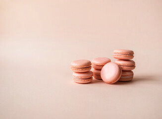 Monochrome macaroni or macaroons on a pink background