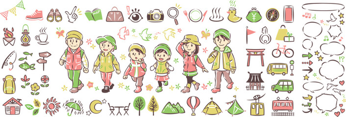 旅行 観光 アウトドアレジャー アイコンイラスト ふきだし セット Balloon Wall Mural Ballo Keiko Kusuhara