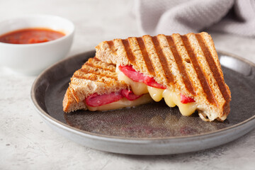 grilled salami and cheese sandwich
