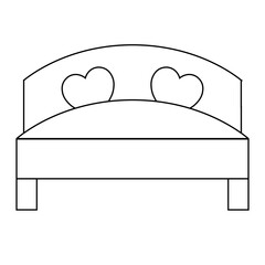 Simple illustration of bed with heart icon for St. Valentines Day