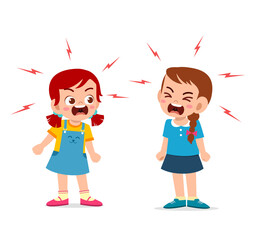 little girl fight and argue with her friend