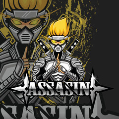 Assasin Mascot Gaming Illustration Logo Design
