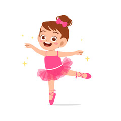 little girl wear beautiful ballerina costume and dance