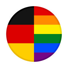 round icon with germany and rainbow flags	
