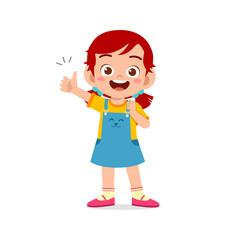 little girl show agreement with thumb up hand gesture