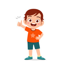 little boy show agreement with thumb up hand gesture