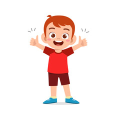little boy show agreement with thumb up hand gesture