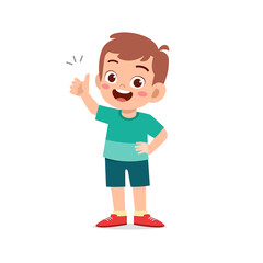 little boy show agreement with thumb up hand gesture