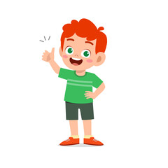 little boy show agreement with thumb up hand gesture