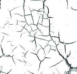 Crackle paint overlay. Vector black and white  grunge pattern made from natural aged oil painted cracked surface. Cool texture of cracks, stains, scratches, splash, etc for print and design. EPS10.