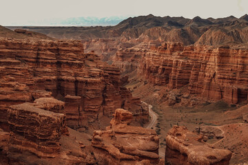 Charyn Canyon, Kazakhstan - 2020: Beautiful landscape of the world second largest canyon.