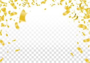Golden Tiny Confetti and gold balloons confetti party background, concept design. Celebration Vector illustration