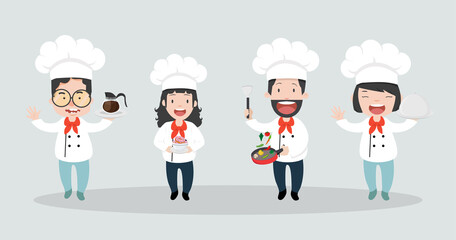  chef cooking  cartoon character  set