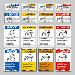 Ear And Eye Protection Area, Failure May Result In Hearing And Vision Damages