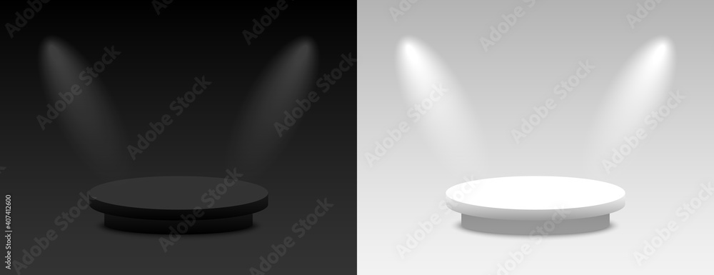 Aufkleber background vector 3d dark and light rendering with podium. empty dark and light platform pedestal. v