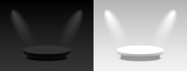 Background vector 3d dark and light rendering with podium. Empty dark and light platform pedestal. Vector illustration