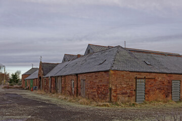 An old Victorian ruined Barn and Agricultural Store Complex , all shut up near to Letham Grange on...