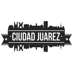Ciudad Juarez Mexico Skyline Silhouette Design City Vector Art Famous Buildings Stamp Stencil.