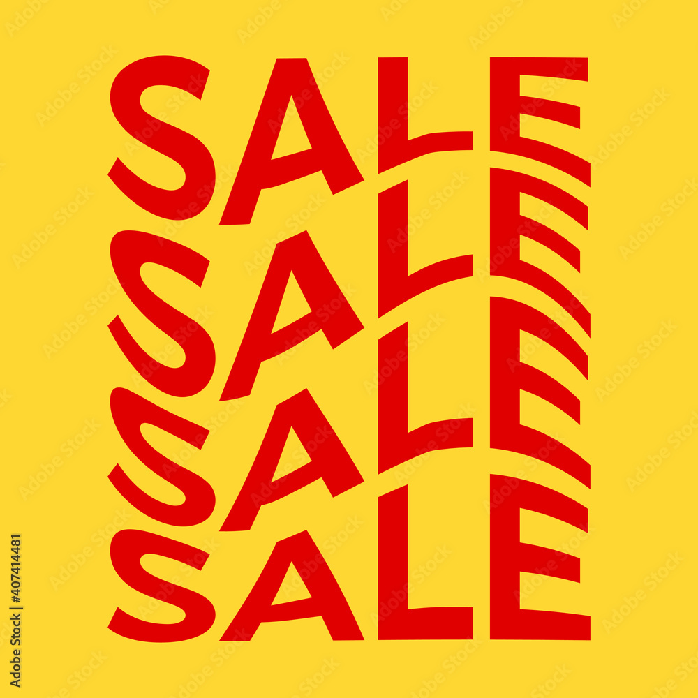 Poster sale wave text vector illustration abstract shape. graphic vector element with warp effect for your 