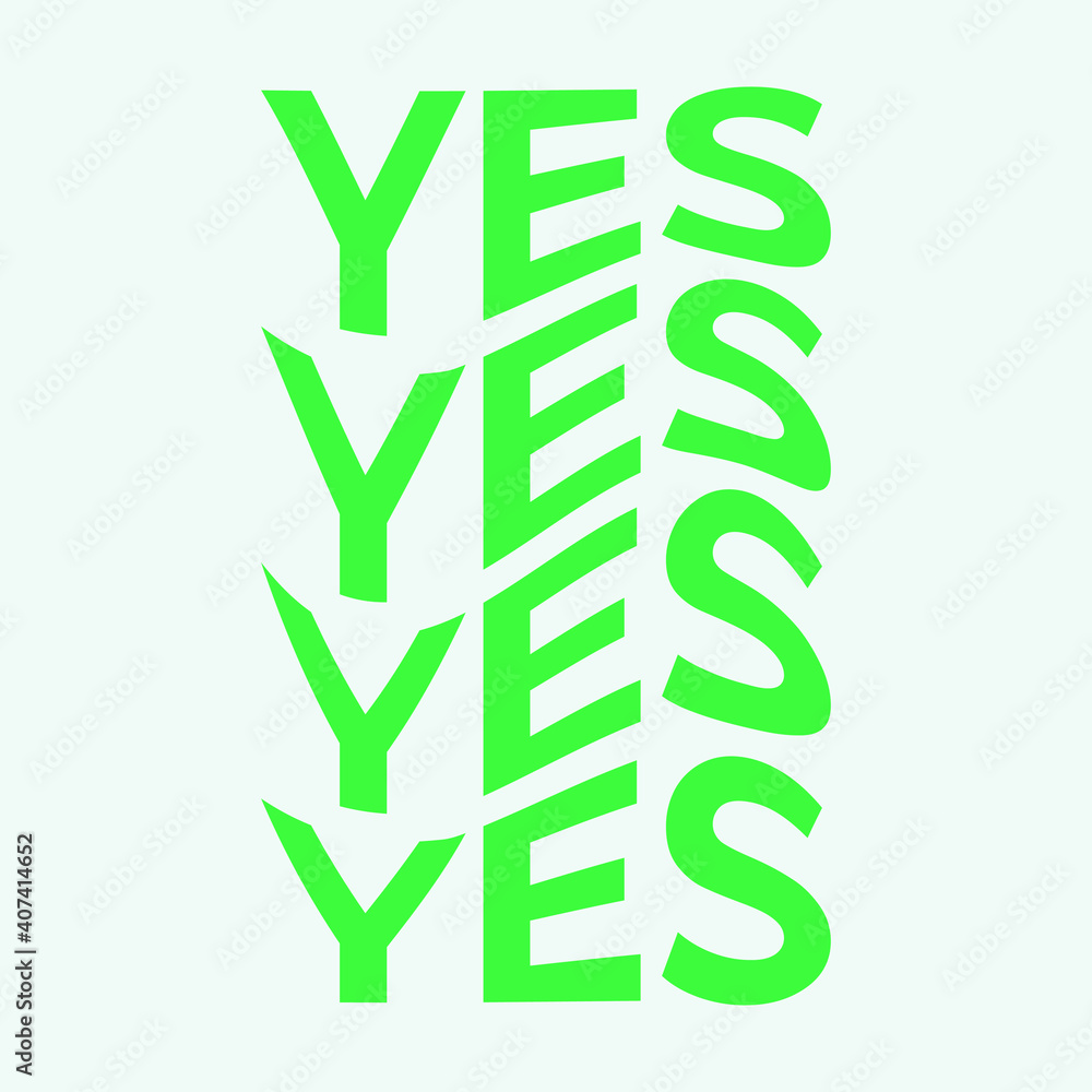 Aufkleber yes wave text vector illustration abstract shape. graphic vector element with warp effect for your d