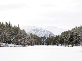 Obraz na płótnie Canvas White Christmas - Snow in Mountains with Lake - Fine-Art Landscape Photography 