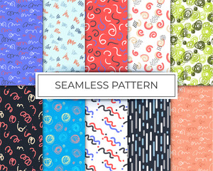 set of seamless patterns geometric shapes