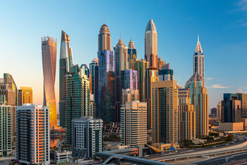 Modern architecture in luxury Dubai marina,Dubai,United Arab Emirates