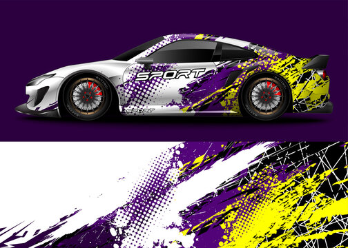 Abstract Background Racing Sport Car For Wrap Decal Sticker Design And Vehicle Livery