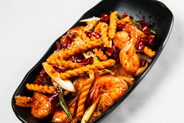 Asian cuisine spicy shrimp