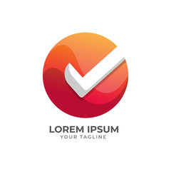 Circle and tick gradient logo design template