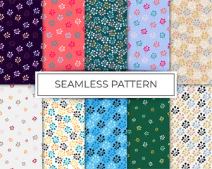patterns set seamless leaves background