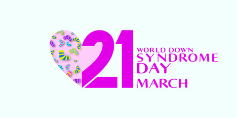 World down syndrome day 21 march concept with heart shape and socks