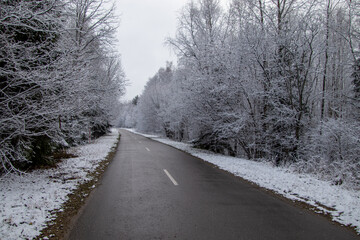 Winter roads country road