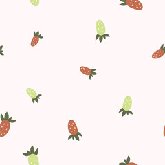 Seamless Pattern Colorful Juicy Berries Strawberries Design Vector Illustration
